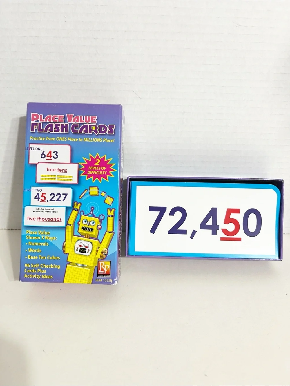 Remedia Publications Place Value Math Bundle Activities Book Flash Card Dominoes